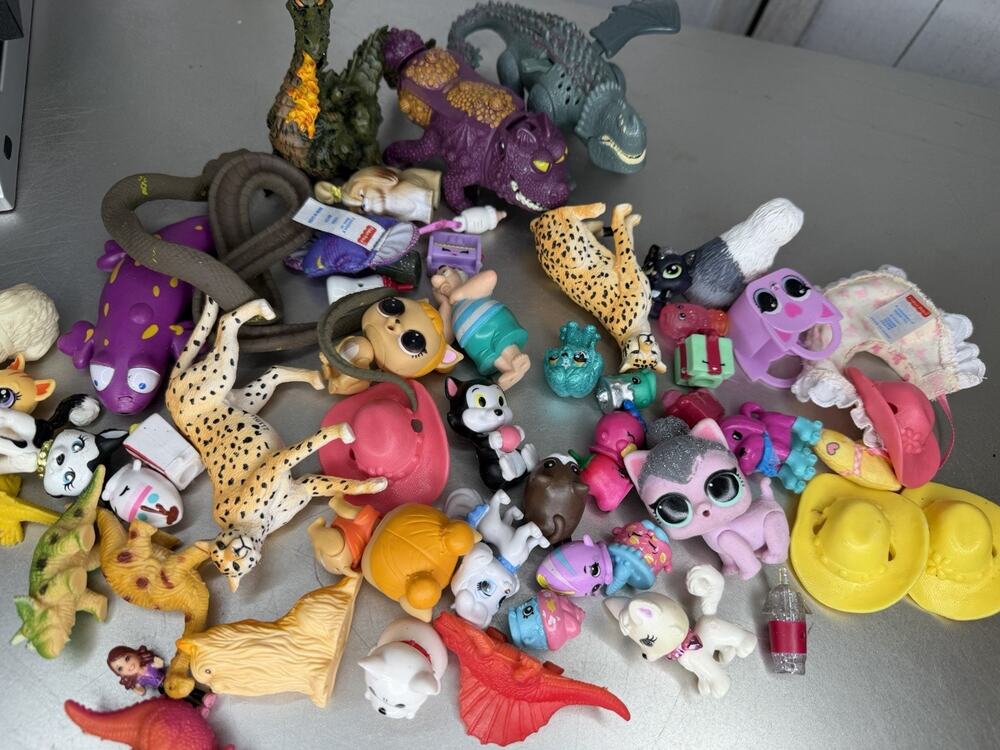 Vintage Mixed Toy Lot Bulk LPS Shopkins Disney Toys Dolls Dino Kids 30+